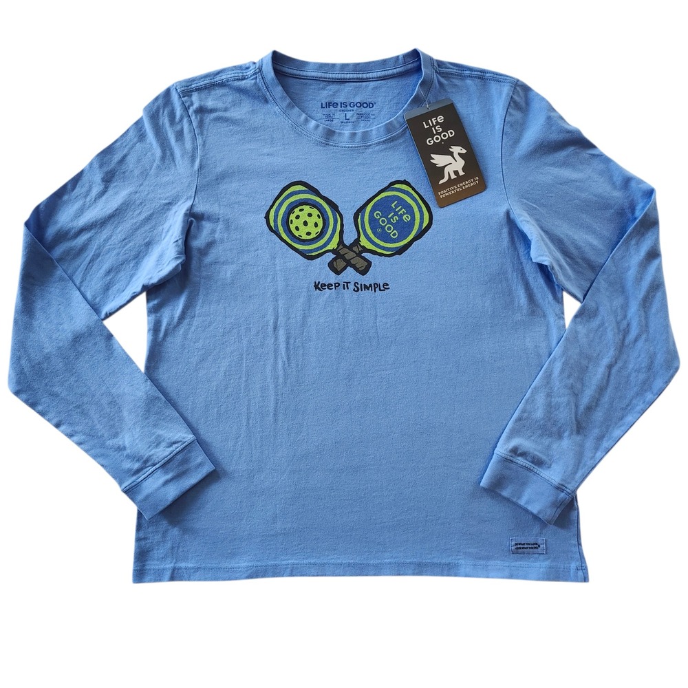 NWT Life Is Good Pickleball Keep It Simple Long Sleeve Crusher Tee Women's Large - Picture 2 of 8